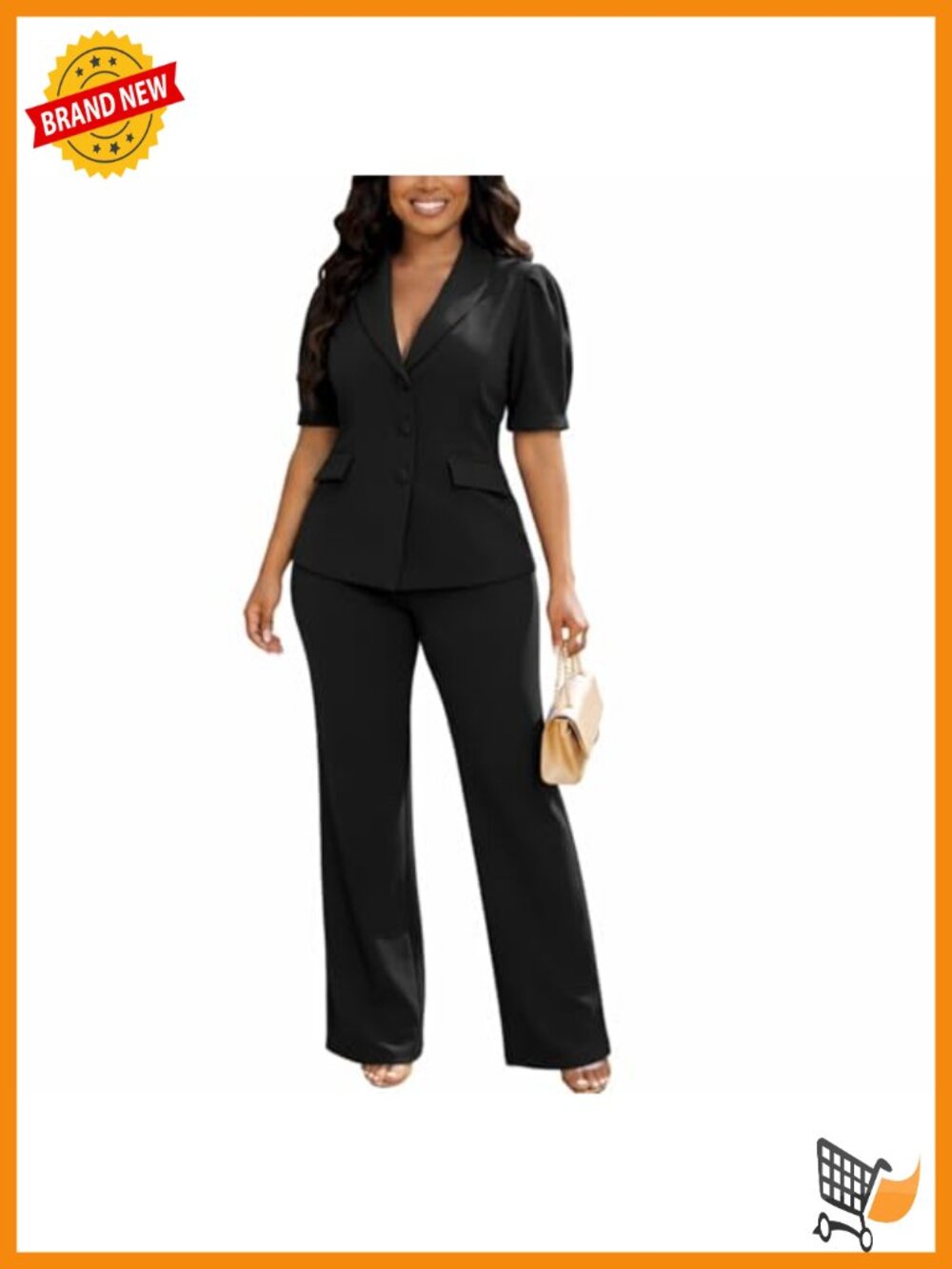Elegant Short Sleeve Blazer Pantsuit 2 Piece Set Business Casual